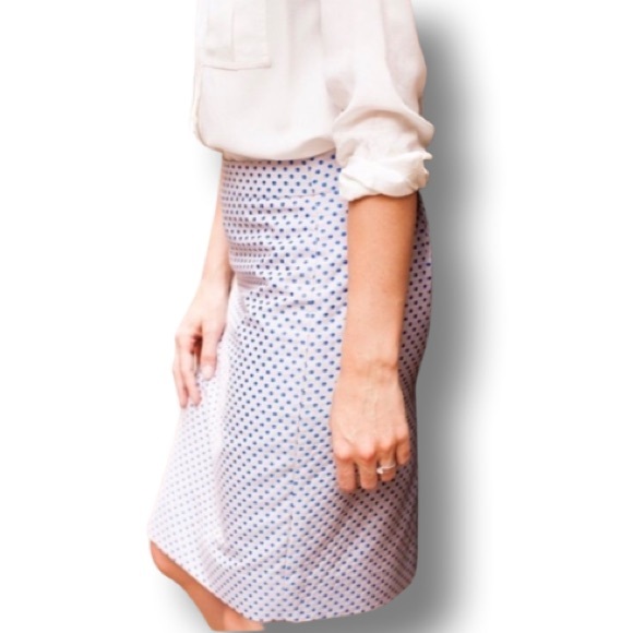 J. Crew | The Pencil Skirt in Royal Blue Polka Dot - Picture 7 of 14